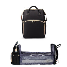 Load image into Gallery viewer, Black Diaper Bag with Changing Station