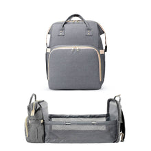 Load image into Gallery viewer, Grey Baby Diaper Bag with Changing Station