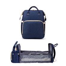 Load image into Gallery viewer, Navy Baby Diaper Bag with Changing Station
