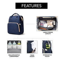Load image into Gallery viewer, Navy Baby Diaper Bag with Changing Station