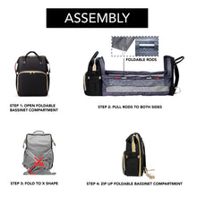 Load image into Gallery viewer, Black Diaper Bag with Changing Station