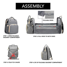 Load image into Gallery viewer, Grey Baby Diaper Bag with Changing Station