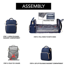 Load image into Gallery viewer, Navy Baby Diaper Bag with Changing Station