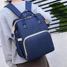 Load image into Gallery viewer, Navy Baby Diaper Bag with Changing Station